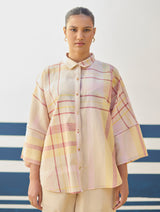 Cara Check Linen Shirt - Sand