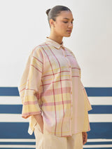 Cara Check Linen Shirt - Sand