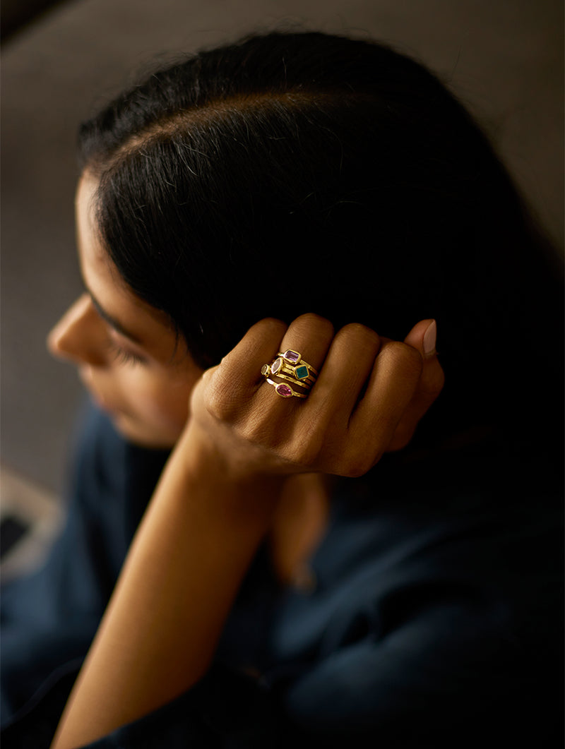 Gin Stacked Ring - Amethyst