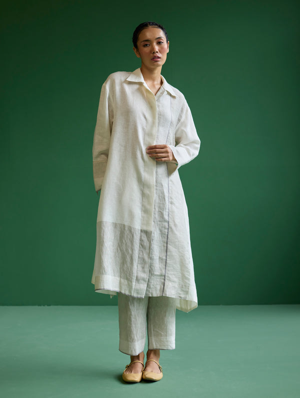 Ziza Metallic Linen Co-ord Set - Ivory