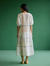 Sehr Metallic Linen Piping Dress - Ivory