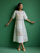 Sehr Metallic Linen Piping Dress - Ivory