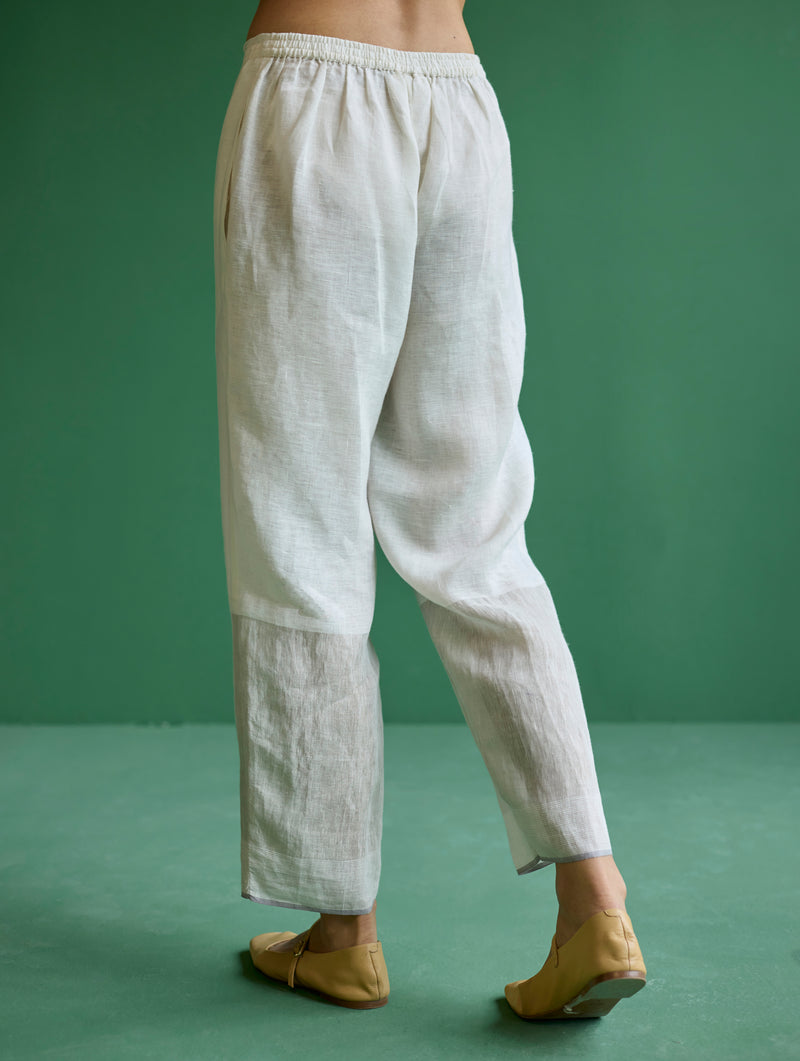 June Metallic Linen Pant - Ivory