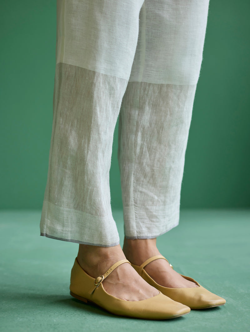 June Metallic Linen Pant - Ivory