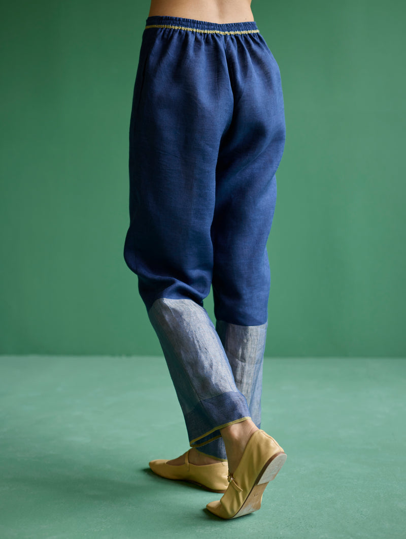 June Metallic Linen Pant - Navy