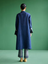 Ziza Metallic Linen Shirt Kurta - Navy