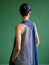 Ayana Metallic Linen Border Top - Navy