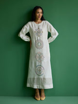 Eira Hand-Embroidered Linen Dress - Ivory