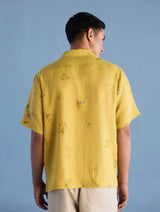 Haru Embroidered Pocket Floral Linen Shirt - Ochre