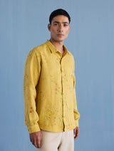 Kabo Floral Linen Shirt - Ochre