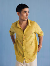 Kabo Floral Linen Shirt - Ochre