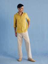 Kabo Floral Linen Shirt - Ochre