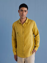 Gin Patchwork Floral Linen Shirt - Ochre