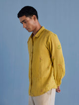 Gin Patchwork Floral Linen Shirt - Ochre