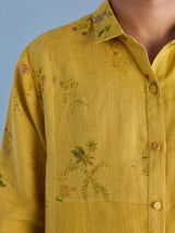 Gin Patchwork Floral Linen Shirt - Ochre