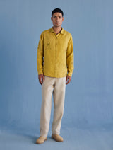 Gin Patchwork Floral Linen Shirt - Ochre