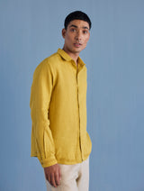 Kuru Hand-Embroidered Linen Shirt - Ochre