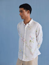 Kabo Floral Linen Shirt - White