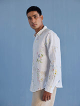 Kabo Floral Linen Shirt - White