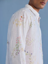 Kabo Floral Linen Shirt - White