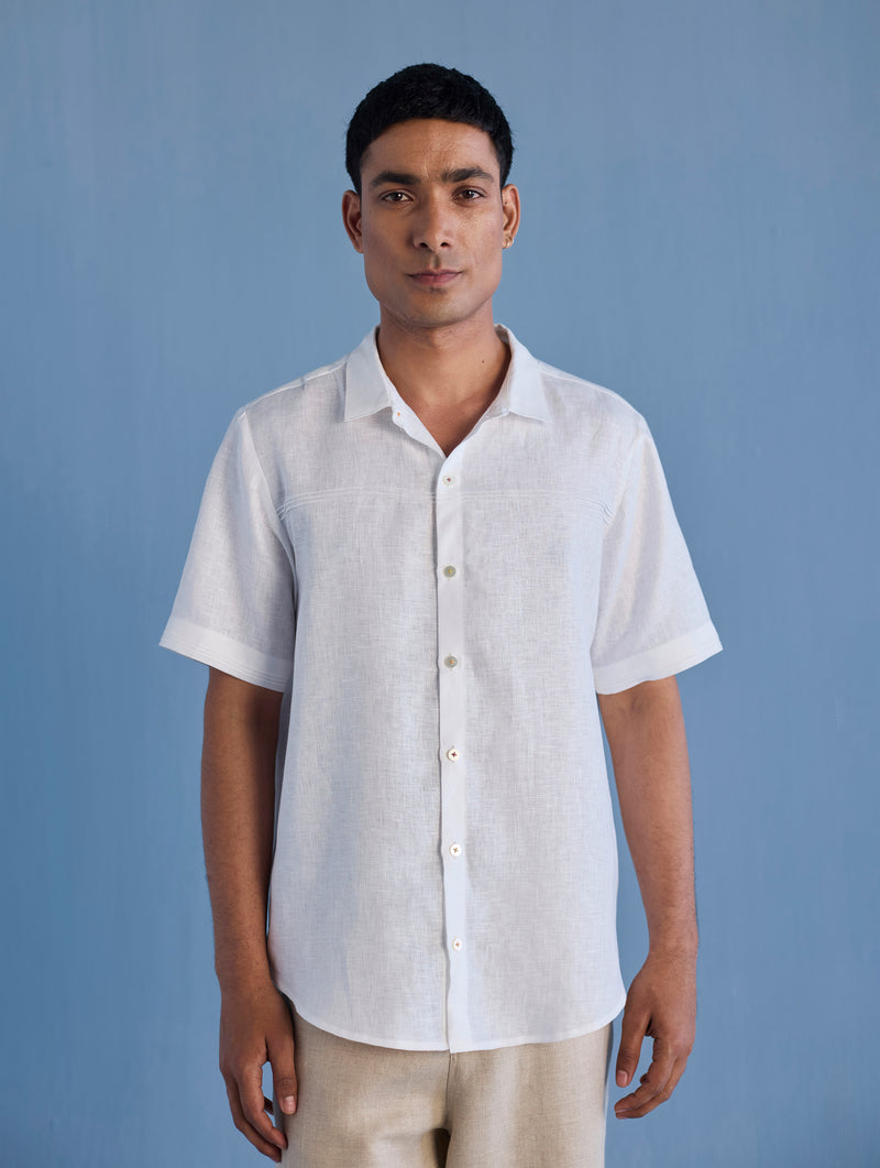 Kai Pintuck Linen Shirt - White