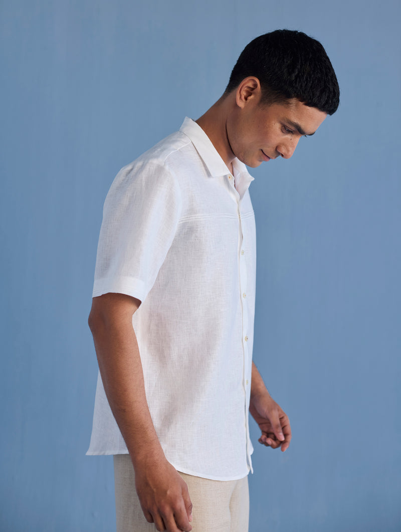 Kai Pintuck Linen Shirt - White