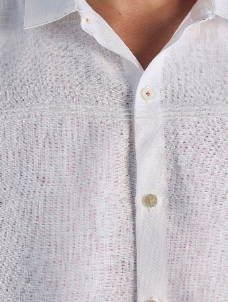 Kai Pintuck Linen Shirt - White