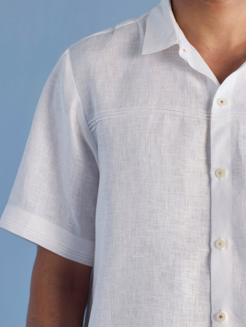 Kai Pintuck Linen Shirt - White