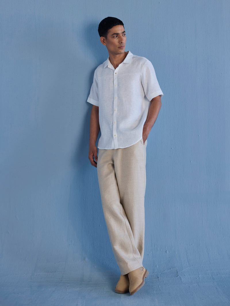 Kai Pintuck Linen Shirt - White