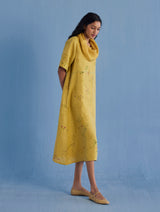 Imara Cowl Neck Linen Dress - Ochre