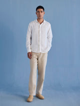 Kuru Hand-Embroidered Linen Shirt - White