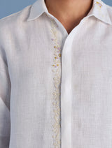 Kuru Hand-Embroidered Linen Shirt - White