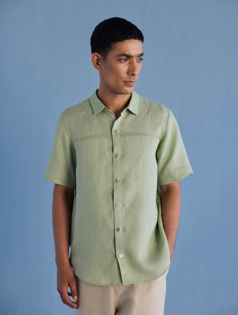 Kai Pintuck Linen Shirt - Mint