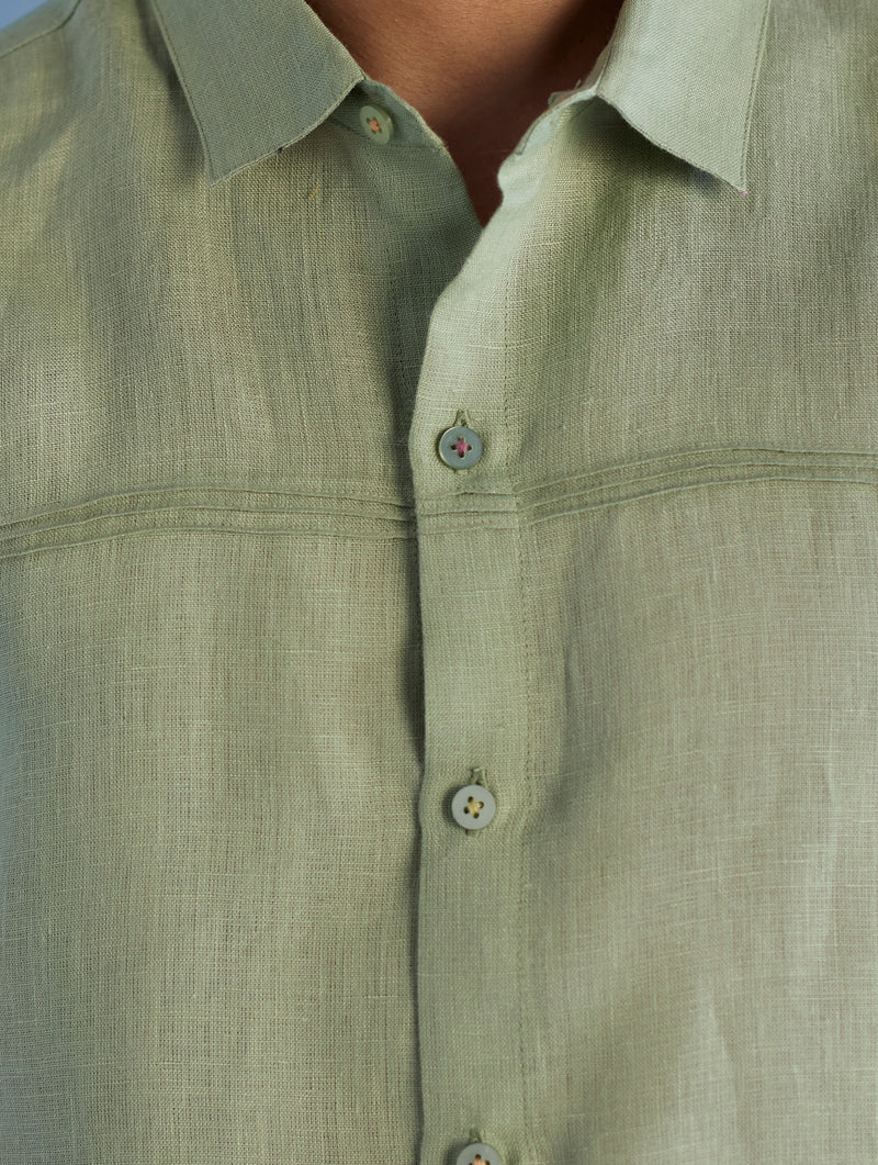 Kai Pintuck Linen Shirt - Mint