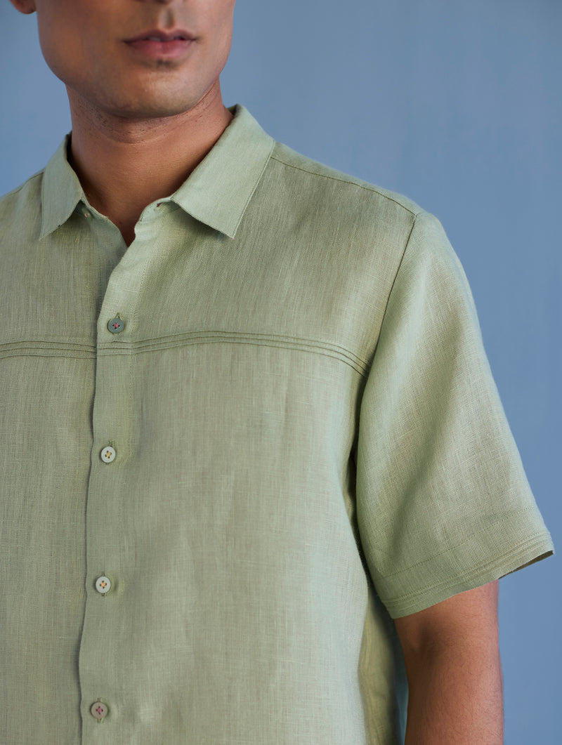 Kai Pintuck Linen Shirt - Mint