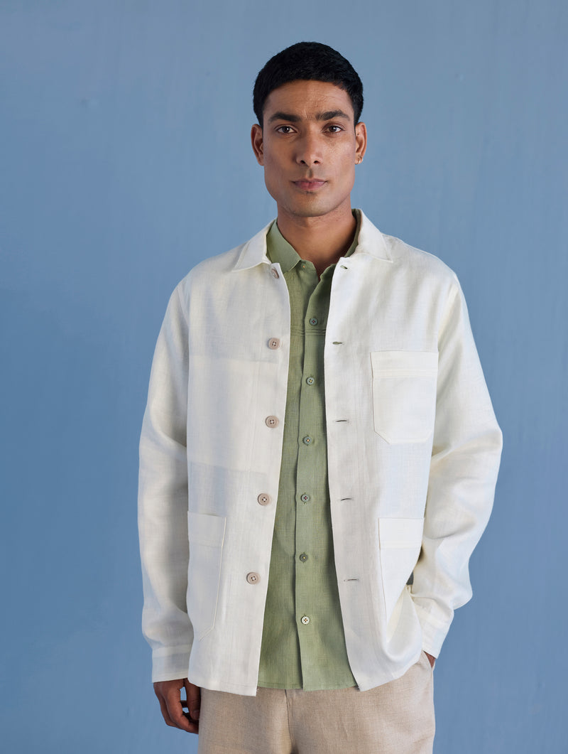 Ansh Forever Linen Shacket - Ivory