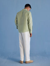 Kuru Hand-Embroidered Linen Shirt - Mint