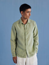 Kuru Hand-Embroidered Linen Shirt - Mint