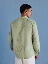 Gin Patchwork Floral Linen Shirt - Mint