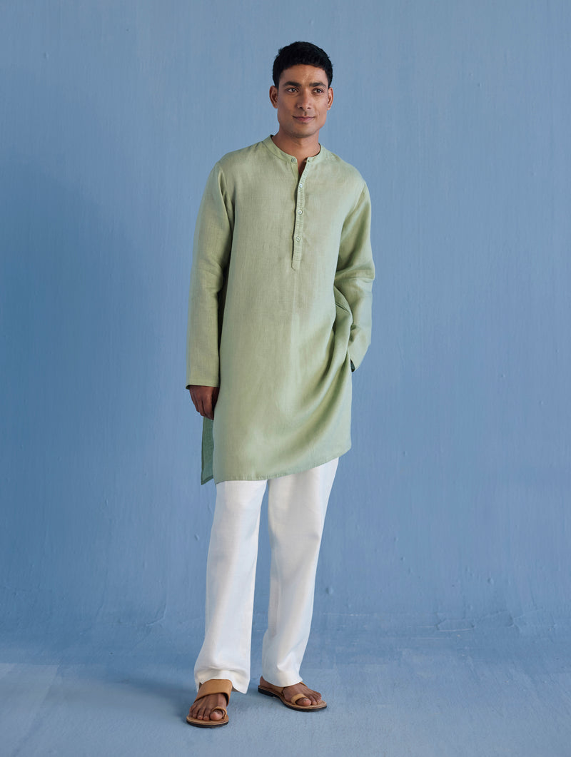 Jay Forever Linen Kurta - Mint