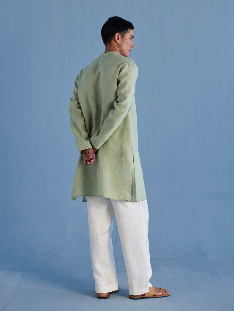 Jay Forever Linen Kurta - Mint