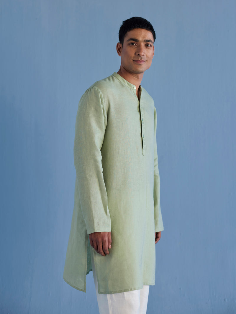 Jay Forever Linen Kurta - Mint