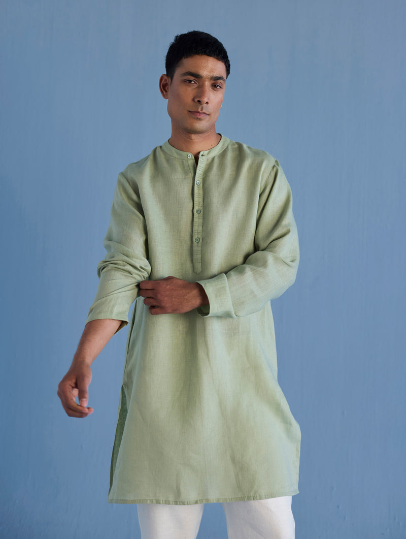 Jay Forever Linen Kurta - Mint