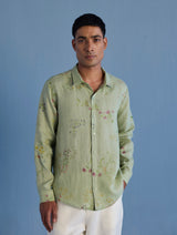 Kabo Floral Linen Shirt - Mint