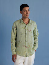 Kabo Floral Linen Shirt - Mint