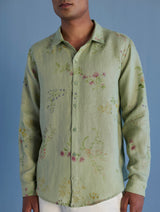 Kabo Floral Linen Shirt - Mint