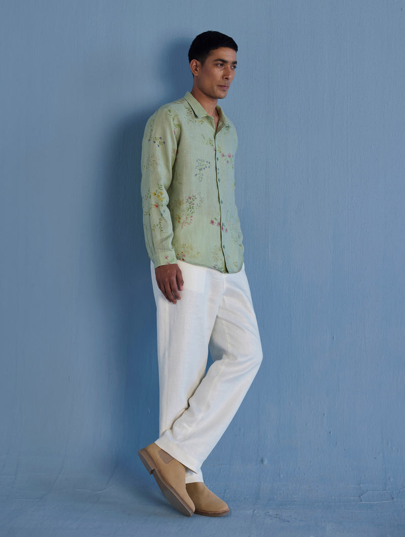 Kabo Floral Linen Shirt - Mint