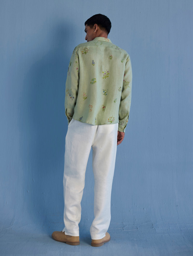 Kabo Floral Linen Shirt - Mint