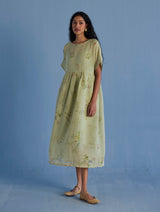 Rasa Floral Printed Sheer Linen Dress - Mint