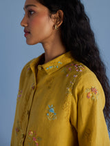 Alila Hand-Embroidered Linen Shirt -  Ochre